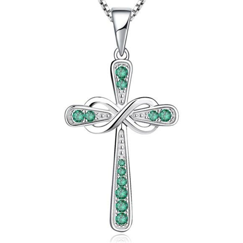 Cross Necklace 925 Sterling Silver Infinity Pendant Religious Jewelry